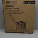 Folding Utility Cart Portable Rolling Crate Handcart Shopping Trolley Collapsible Tool Box, with Lid, Basket on 4 Rotate Wheels, for Grocery, Shopping, Office, Storage, Teacher (Purple)