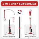 3-in-1 T Ball Set - Adjustable Height, Hanging Tee Ball Set with Automatic Pitching Machine/6 Balls/Retractable Bat, TBall Stand Suit for Outdoor, Sport Toys Gifts for Kids Boys Age 3+