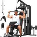 GarveeLife Home Gym Equipment Machine, Full Body Workout Machine with 150 LBS Weight Stack, Multifunctional All in One Exercise Station with Preacher Curl Pad, Leg Developer for Strength Training