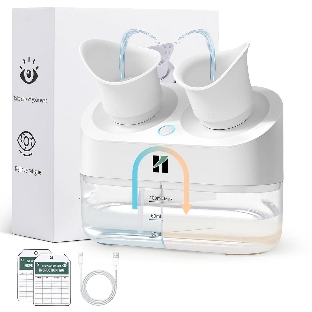 Huanyu Electric Portable Eye Wash Station 2 Clean Modes Emergency Eyewash Station Detachable Eye Wash Cup Washing Kit 100ml Water Tank