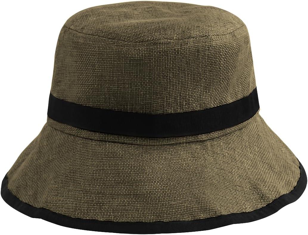 Zylioo XXL XL L Bucket Hat for Big Heads,Faux Linen Summer Cool Sun Hats,Giant Lightweight Travel Hats with Chin Strap (Brown)