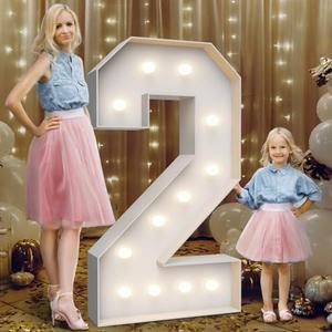 4FT Marquee Light Up Numbers Decoration Large Marquee Light Up ,Pre-cut Foam Board Set Can Be Used for Birthdays,Weddings,Baby Anniversaries