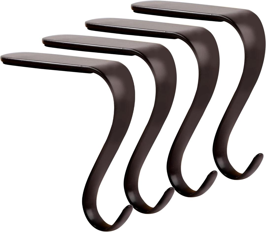 Christmas Stocking Holders Xmas Fireplace Hanger Hooks Set of 4(Rust Black)