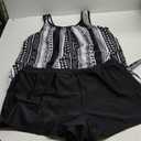 ROSEWE Womens Modest Tankini Swimsuits, Two Piece Athletic Bathing Suits Tank Tops with Board Shorts (X-Large, Black Printed)