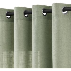 Jowels Light Sage Green Linen Curtains 108 Inch Length 2 Panels for Living Room Bedroom, Light Filtering Sheer Curtains 108 Inches, Modern Farmhouse Grommet Semi Sheer Soft Privacy Drapes
