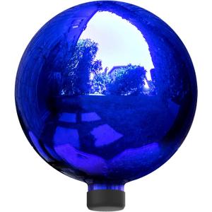 Alpine Corporation 10" Diameter Indoor Outdoor Glass Gazing Globe Festive Yard Decor, Blue