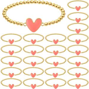 Landical 24 Pack Thanksgiving Friendsgiving Fall Pumpkins Bracelets Gifts Bulk Fall Party Favors Pumpkins Charms Gift for Women Ideas Party Favors Supplies (Pink)