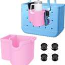 3 in 1 Phone Holder for Bogg Bag, Cup Holder for Stanley Cup, Sunglasses Holder for Bogg Bag Accessories, Organise Your Bag More Efficiently (A-Pink)