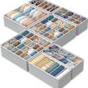 Simple Houseware Closet Underwear Organizer Drawer Divider Assorted 7 Pieces, Gray