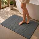 Stone Bath Mat Diatomaceous Earth Shower Mat for Bathroom Quick Dry, Gray 1'8" x 2'8" (Rectangular)