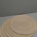SHACOS 15 inch Round Braided Placemats Set of 6 Non Slip Heat Resistant Cotton Polyester Table Mats Washable Place Mats for Kitchen Dining Party Table Decor (Beige, 6)