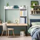 Wonderjune Dorm Desk Bookshelf Hutch Desktop Bookshelf Organizer Desk Shelf White Wooden Computer Desktop Hutch with Multiple Cubby Spaces for College Dormitory Home Office Countertop Space Saving, 37 x 29 x 9.5 inches