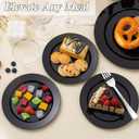 BESTSTAR 200PCS Black Plastic Plates Set, 100 10.25 inch Dinner Plates and 100 7.5 inch Dessert Plates, Premium Disposable Plates for Party, Wedding