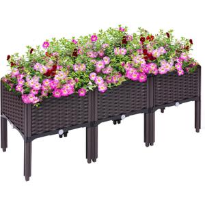 Kalolary 3 Sets Raised Garden Bed Elevated Garden Bed with Legs Patio Plant Boxes Vegetable Flowers Planting Raised Container for Indoor Outdoor Plant Fence Balcony Yard Gardening Supplies