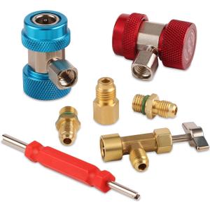 Lichamp A/C R134A Adapters with Puncture 134A Can Tap, AC 134 Quick Coupler Hose Connector Fitting Kit with Tank Adapter and Valve Core Remover, QA02 Lichamp A/C R134A Adapters with Puncture 134A Can Tap, AC 134 Quick Coupler Hose Connector Fitting Kit with Tank Adapter and Valve Core Remover, QA02
