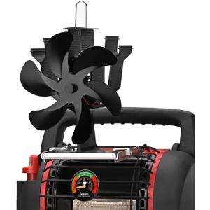 Sckee Wood Stove Fan, Heat Powered Fireplace Fan with Bracket Compatible for Log Burner Wood Burning Stove Accessory for Camping Outdoor Indoor Use (Black)