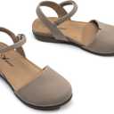 Athlefit Women's Closed Toe Sandals Comfort Cork Footbed Arch Support Flat Sandals, 7.5