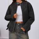 MEROKEETY Women's Faux Suede Bomber Jackets 2026 Trendy Long Sleeve Zip Up Fall Winter Coat Outerwear