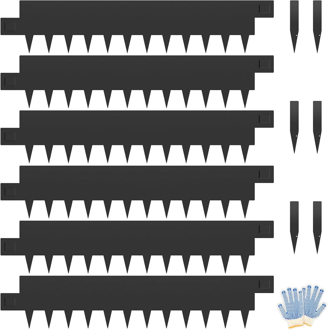 Metal Garden Edging 12" H X 40" L, 6 Pack Steel Garden Edging Border, Bendable Metal Landscaping Edging with 6 Clips for Yard Flower Bed