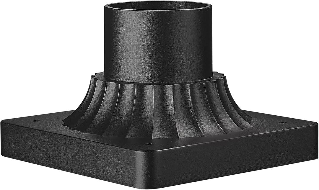 Emliviar Pier Mount Adapter for Post Light Fixture, Outdoor Post Light Mounting Adapter Base, Die-Cast Aluminum, Black Finish, DE271 BK (Large)