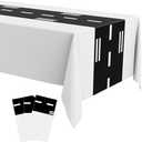 Teenyyou 3 Pcs Racetrack Tablecloth Airplane Birthday Party Tablecloth 54 x 108 Inch Table Cover for Racing Airplane Car Theme Boys Party Decorations Supplies (Black White)