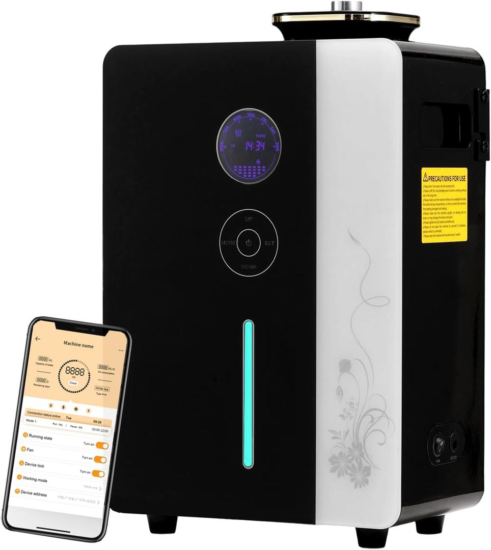 Diffuser - WiFi Air Machine for Home & Commercial Use, Covers 7500 sq. ft., Waterless Cold- Air Nebulizing HVAC Oil Diffuser for Large Room, Hotel, Spa, Office - USA Ship