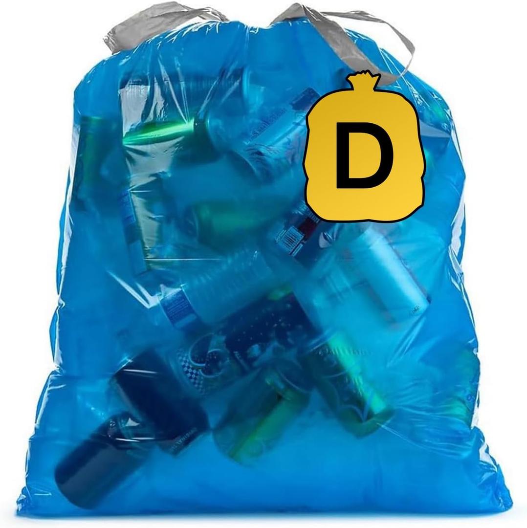 Ultrasac 10 Gallon 0.9 MIL Blue Drawstring Trash Bags - 16.5" x 28.5" - Pack of 108 - Fits simplehuman D