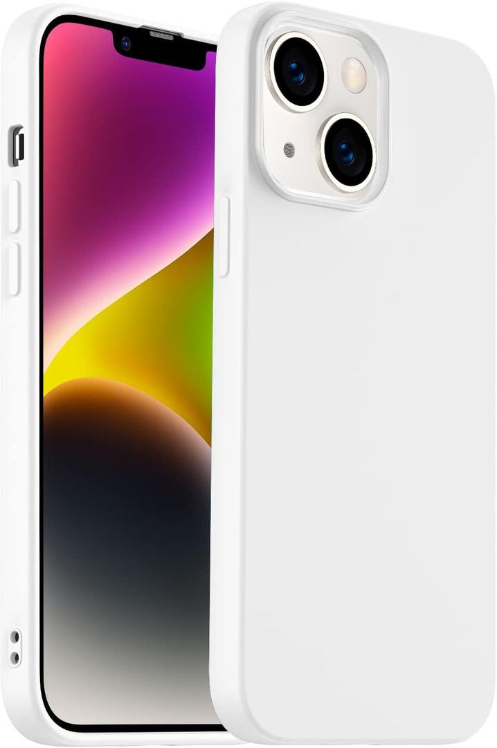 Designed for iPhone 14 Plus Case, Silicone Ultra Slim Shockproof Phone Case with Soft Anti-Scratch Microfiber Lining, [Enhanced Camera Protection] 6.7 inch (White)