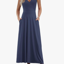 AUSELILY Womens Summer Dress 2025 Sleeveless V Neck Formal Party Evening Cocktail Long Dress with Pockets XL