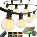 addlon 100FT Solar String Lights Outdoor with Remote, 54 LED Shatterproof Bulbs, USB Charging, 20+ Hour Runtime, Dimmable & Timable, G40 Waterproof Solar Lights for Outside Backyard Patio Garden Decor