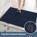 BEQHAUSE Dirt Trapper Door Mat Non-Slip Entryway Rugs Stain Resistant Absorbent Dog Doormats Woven-Look Washable Welcome Floor Doormat for Front Back Door, Dirty Wet Shoes & Paws, 20" x 32", Blue