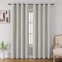 CUCRAF 100% Blackout Curtains 96 inches Length 2 Panels Set, Room Darkening Linen Textured Curtain Grommet for Bedroom Living Room, Light Blocking Thermal Insulated Drapes (52 x 96 Inch,White)