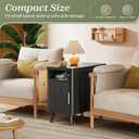 Huuger Narrow End Table with Charging Station, USB-C Port | Fluted Nightstand with Storage Cabinet, Back Rack, Farmhouse Side Table for Small Spaces, 13.4 23.6 Inch Night Stand, Black
