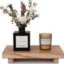 zoocatia Small Wood Tray Pedestal Stand Farmhouse Bathroom Decor Decorative Wooden Riser Kitchen Soap Dish Holder for Vanity, Counter, Sink, 9" x 5.9" - Brown