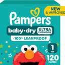 Pampers Diapers - Baby Dry - Size 1, 120 Count, Absorbent Disposable Infant Diaper