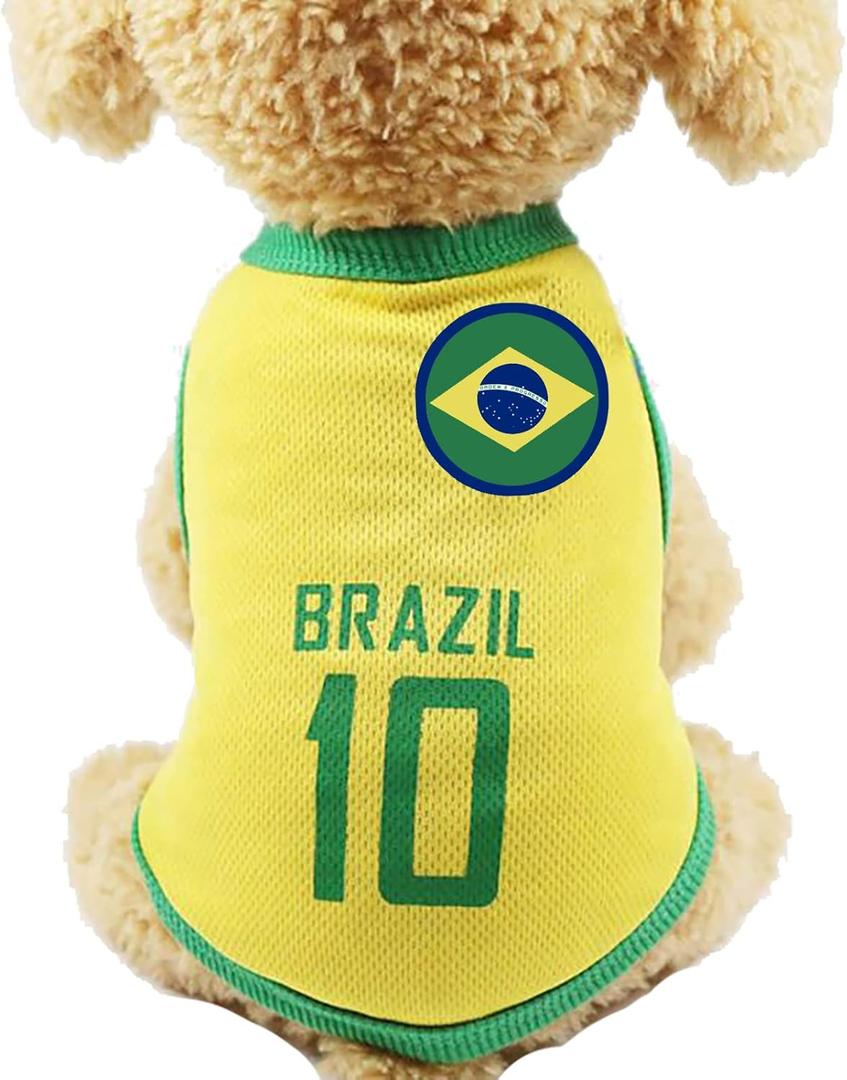 GabeFish Dog World Cup T Shirt Pets Football Jersey Sports Soccer National Team Vest Cat Summer Cool Clothes Apparel Brazil 2X-Large