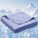 Queen Size Cooling Blanket for Hot Sleepers - Lightweight Breathable Cool Cold Blanket - Keep Cool for Night Sweats, Soft Thin Ice Blankets for Bed Couch Sofa, (Purple, 90"x90")