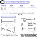 White Shower Curtain Rod 33 to 58Inch:Spring Tension Shower Rods for Bathroom Kitchen Doorway,1Inch Modern Heavy Duty Adjustable Tension Shower Curtain Rod No Drilling No-Slip Easy Install,White