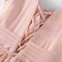 YUAOHUANG Women Chiffon Bridesmaid Dress Flowy Spaghetti Straps V Neck Corset Ruched Ruffle Sleeves Wedding Guest Dresses (Red, M)