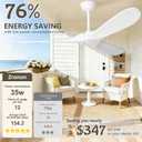 72 Inch White Ceiling Fan No Light, Wood Outdoor Ceiling Fans without Lights for Patios Gazebo Porch Living Room, Modern Exterior Extra Large High CFM Ceiling Fan No Light with Downrod