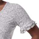 Lee Women's Cotton Ruffle Short Sleeve V-Neck T-Shirt (Gray, XL)