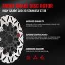Floating Brake Rotor Discs Front 11.8inch 1pcs Fit for Harley Davidson, Road Glide Street Glide 08-13, Dyna Fat Bob 08-17, Touring Road King 08-20, Motorcycle Rotor 2cr13 Stainless Steel
