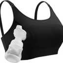 Momcozy Hands Free Pumping Bra, Adjustable Breast-Pumps Holding and Nursing Bra, Pumping & Nursing Bra in One (Black), XXL