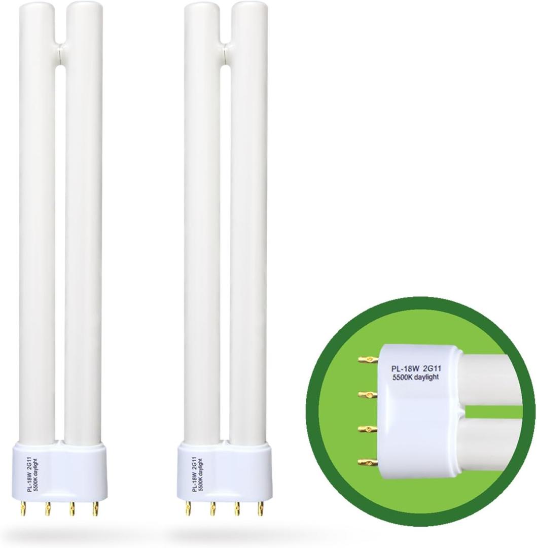 2Pack PL18-B-FFP 18W Replacement for OttLite T18330 T186C0 T40112 Fluorescent Light Bulb,18W Fluorescent Light Bulbs Tpye B,930lm,5500K Bright Natural Daylight,2G11 Base