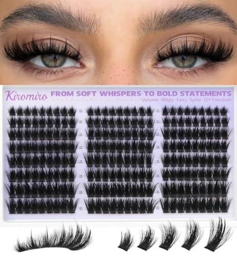 Kiromiro Lash Clusters with Spikes Eyelash Clusters Fluffy 12-20mm Cluster Eyelash Extensions 216pcs Individual Lashes Clusters Wispy DIY Lash Extension Cluster Lashes Mink