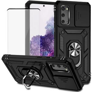 for Galaxy S20 5G Case, Samsung S20 SM-G981U Case with Tempered Glass Screen Protector and Slide Camera Cover, Magnetic Ring Car Mount Holder Protective Cover for Samsung Galaxy S20 5G Black for Galaxy S20 5G Case, Samsung S20 SM-G981U Case with Tempered Glass Screen Protector and Slide Camera Cover, Magnetic Ring Car Mount Holder Protective Cover for Samsung Galaxy S20 5G Black