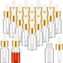 100 Pcs Mini Glass Oil Dropper Bottle Bulk, Clear Essential Small Empty Bottles Sample Containers Perfume Liquid Vials with Cap for Traveling (10 ml,Gold)