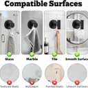 4 Pack Suction Cup Hooks for Shower - Stainless Steel Towel Hooks for Bathroom, Removable Shower Hooks for Bathroom Mirror Window Glass Wall Robe Looafh, Waterproof, Black