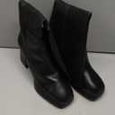 GRACESTRIDE Knee High Platform Boots for Women Square Toe Boots with Chunky Block High Heel Shiny Patent-Look Tall Boots Side Zipper, Size 39.5