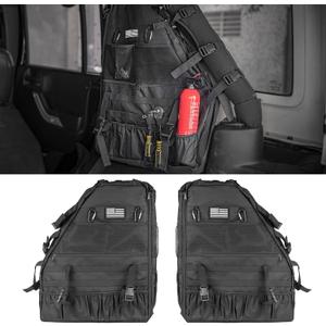 Riasdy Roll Bar Storage Bag Multi-Pockets Tool Kits Cargo Bags for 1997-2024 Jeep Wrangler JK TJ LJ & Unlimited JL 4-Door with Saddlebag Tool Kit Camping Accessories
